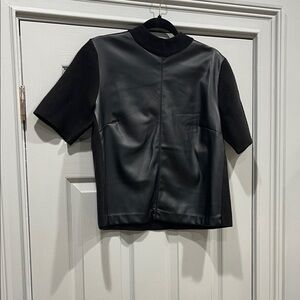 Ann Taylor Black Faux Leather Top